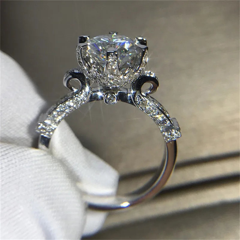 CC Trendy Jewelry S925 Rings For Women Cubic Zirconia Charms Bridal Wedding Engagement White Gold Color Ring Drop Shipping