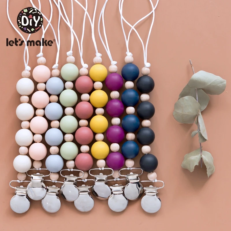 

Let'S Make 1pc Pacifier Chain Personalized Pacifier Clip Silicone Holder For Nipples Bpa Free Silicone Beads For Newborn Baby