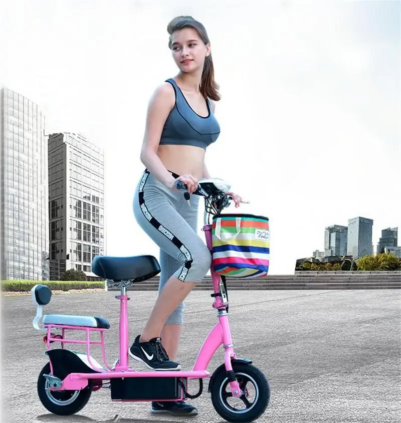 Ladies Women Mini Electric Bike 2 Wheels Electric Bicycles Folding Electric Scooter 350W 10AH 25KM/H