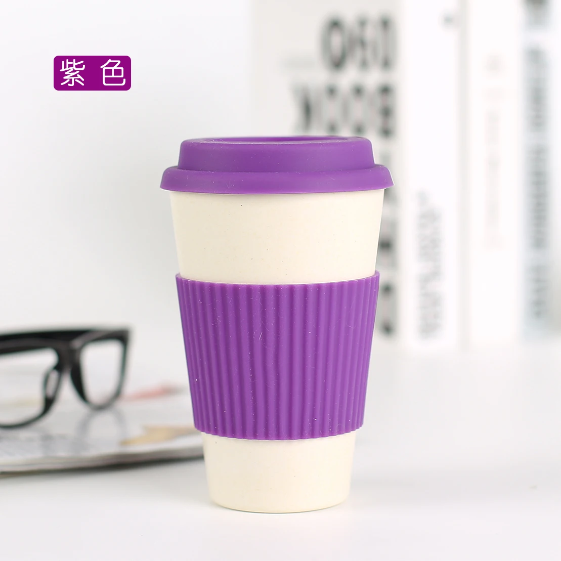Portable Office Home Bamboo Fiber Coffee Mug Reusable Milk Cup With Lid 400ml