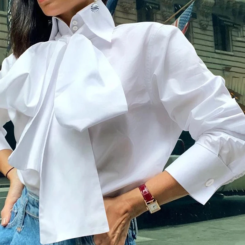 Elegant Shirt Tops Celmia Long-Sleeve Blusas Office White Plus-Size Casual 5XL Women