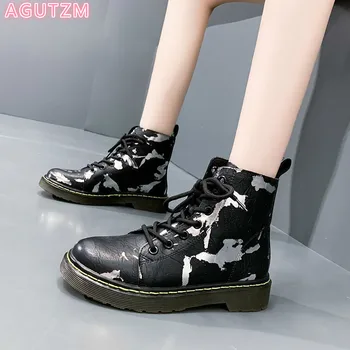 

2020 new Women shoes Motorcycle Boots Autumn Winter Ankle boot Fashion Martin Women Comfortable camouflage pattern Female Boots