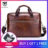 BULLCAPTAIN new fashion cowhide men's business briefcase / leather retro men's crossbody bag / casual business bag / handb ► Photo 1/6