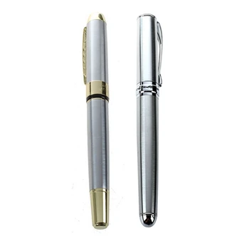 

Jinhao 1Pcs 250 Stainless Steel Gold Trim Fountain Pen + 10Pcs Black Ink Refills Set & 1Pcs X750 Silver CT Fountain Pen