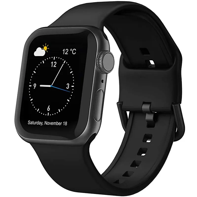 Совместим с ремешком Apple Watch мягкий силиконовый спортивный сменный ремешок