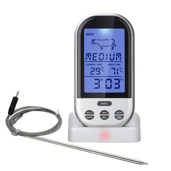 

RF Digital Wireless Oven Thermometer Meat BBQ Grilling Food Probe Kitchen Thermometer Cooking Tools With Timer Alarm