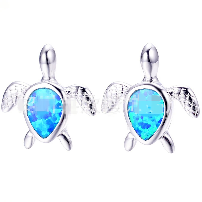 Marcatsa женский в красном и синем цветах огонь серьга из опалового стержня черепаха