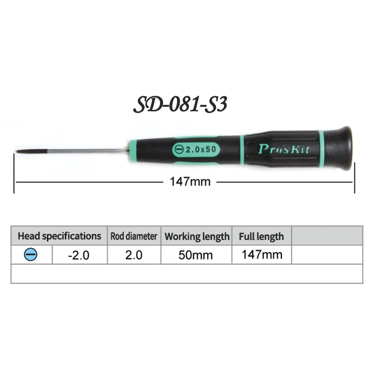 Pro'skit SD-081 шлицевая Прецизионная отвертка Подходит для прецизионных 3C электронных ремонтных плоских отверток, таких как мобильный телефон