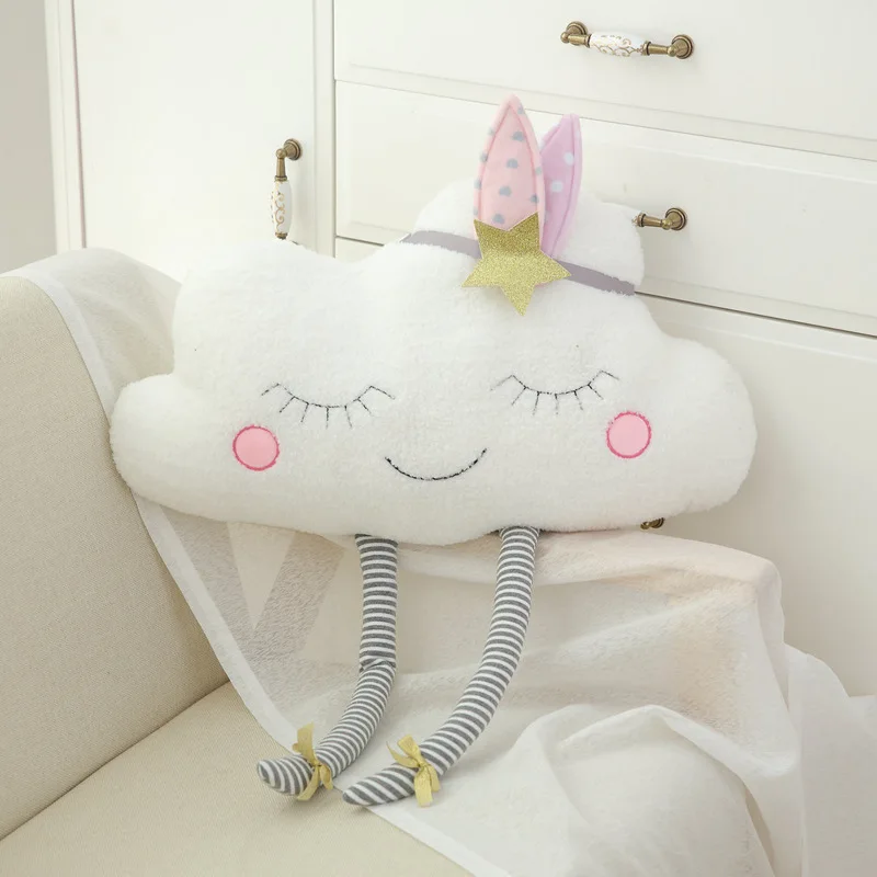 lucky Boy Sunday New Ins Cloud Plush Pillow Soft Cushion Kawaii Cloud Stuffed Plush Toys For Children Baby Kids Pillow Girl Gift