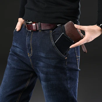 

Male Jeans Men Men'S Jean Homme Denim Slim Fit Pants Trousers Straight Blue Black Biker Many Multi-Pocket Business Casual