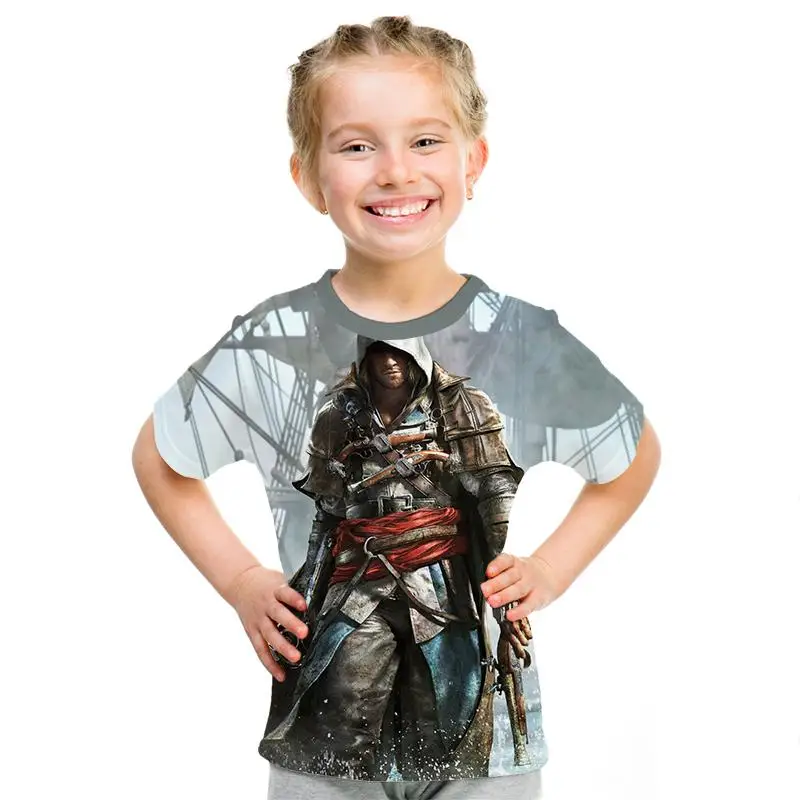 Лучшие игры Assassin's Creed детская 3D футболка одежда для мальчиков и девочек с 3d принтом, рубашка детская удобная модная футболка с короткими рукавами