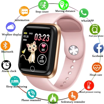 

LIGE 2019 New Pink Smart Watch Women Fitness Wristband Heart Rate Blood Pressure monitor Smart Sport Watches Relogio masculino