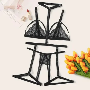 

2021 Underwear Set Ladies Underwear One-piece Suit Three-Point Sexy Bra Panty Garter Bikini Lenceria комплект нижнего белья #347