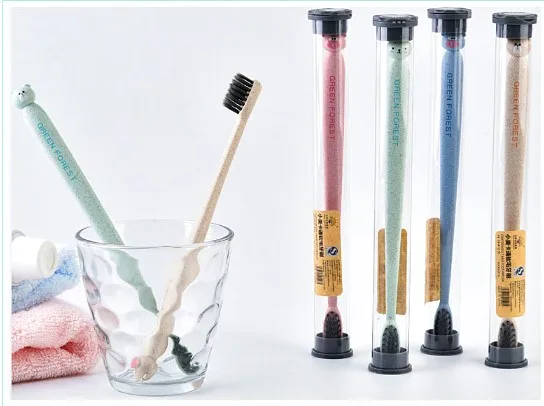 Зубная щетка из бамбукового волокна с ручкой мультфильма Свинка|Зубные щетки| |