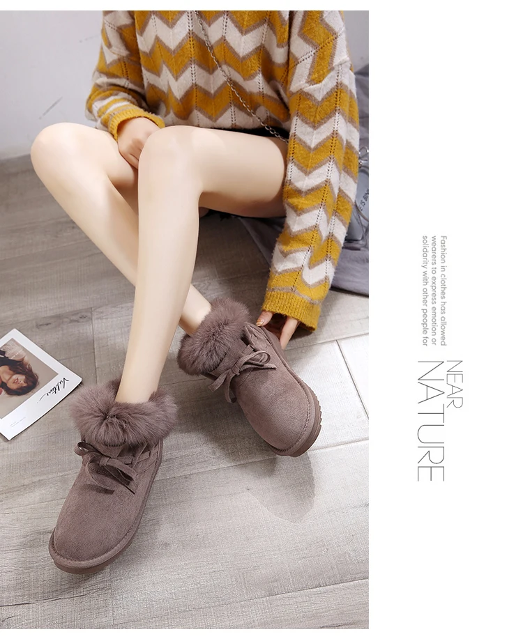 Plush Snow Boots Women Winter Shoes Keep Warm Ankle Boots Non Slip Waterproof Casual Short Booties for Ladies Black Brown