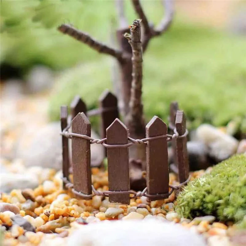 Ogquaton Decoración de jardín de Valla en Miniatura Kit de jardín de Hadas de Bricolaje Accesorios de Valla de Madera Creativo y útil