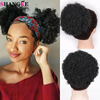

SHANGKE Synthetic Afro Puff Hair Bun Curly Hair Accessories Drawstring Hair Clips Women’s Chignon Hair Extension High Temperatur