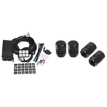 

4 Pcs Hexagon Auto Car Tyre Tire Valve Cap & 1 Set 6 Gang Switch Panel Electronic Relay System Circuit Control Box