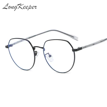 

LongKeeper Retro Glasses Frame Metal Round Anti Blue Light Blocking Eyeglasses For Women Men UV400 Eyewear Okulary