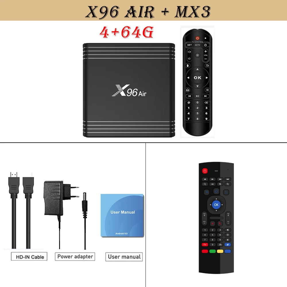 X96 Air 8K Amlogic S905X3 Smart tv BOX Android 9,0 2,4G Wifi 1080P 4K Youtube X96Air телеприставка 4 Гб 64 Гб 32 Гб 2 Гб 16 Гб ТВ приставка - Цвет: 4 64g n max3