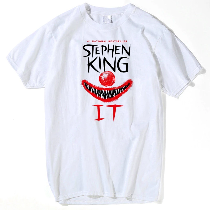 Это фильм футболка мужские футболки Стивен Кинг с принтом высокое качество клоун топы тройники fear Хэллоуин pennywise пользовательские мужские футболки - Цвет: D72c