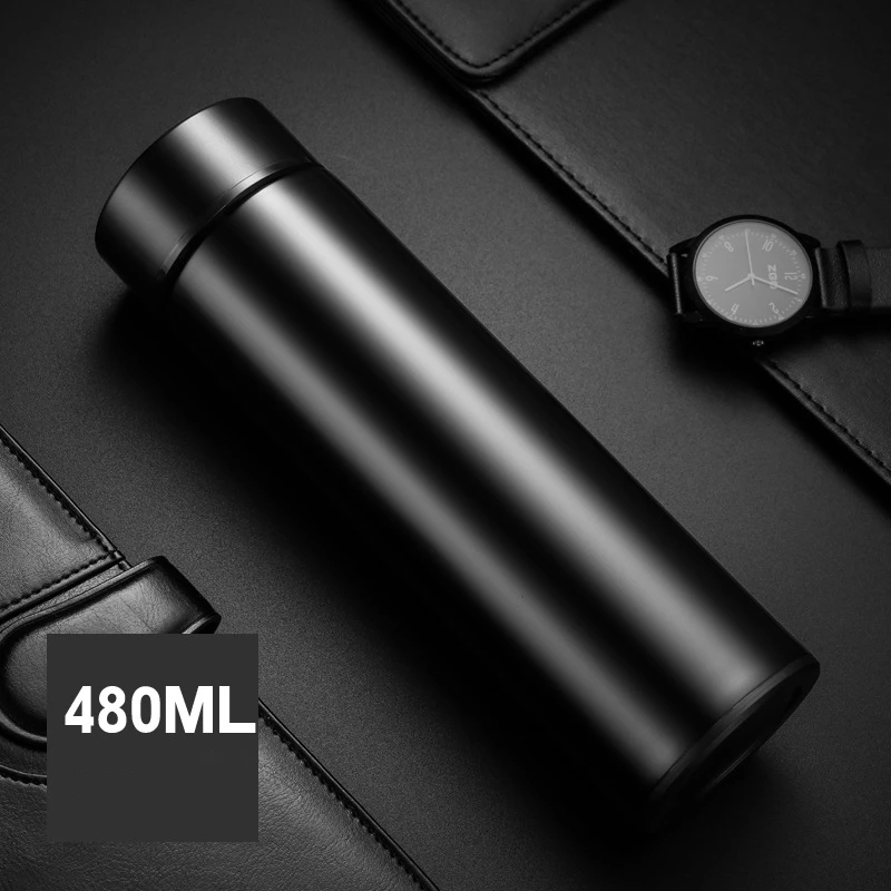 Insulation Tea Vacuum Flask with Filter Stainless Steel 304 Thermal Cup Coffee Mug Water Bottle Office Business Home Silver