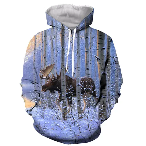 Забавные Животные MOOSE 3D печатных мужчин женщин с капюшоном толстовка модная графическая Толстовка Повседневная Уличная пуловер Толстовка - Цвет: 4