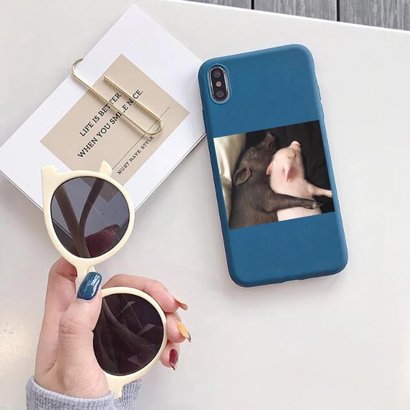 -Dark blue- Lamocase с изображением милой свинки пара чехол для samsung Galaxy J3 J4 J6 J7 J8 A3 A5 A7 A8 S10 Plus Note 10 8 9 Pro S10E S9 - Цвет: -Dark blue-