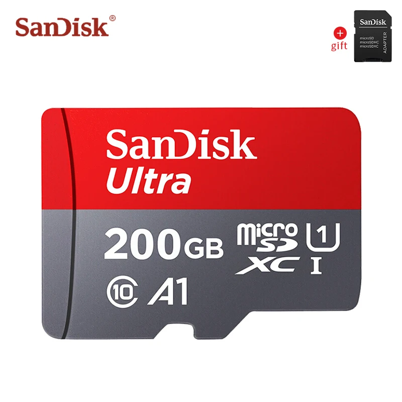 SanDisk Micro SD карта 256 ГБ 200 ГБ 128 Гб 64 ГБ 32 ГБ 16 ГБ флэш-карты класс 10 карта памяти microSD TF карта Бесплатный адаптер - Емкость: 200 ГБ