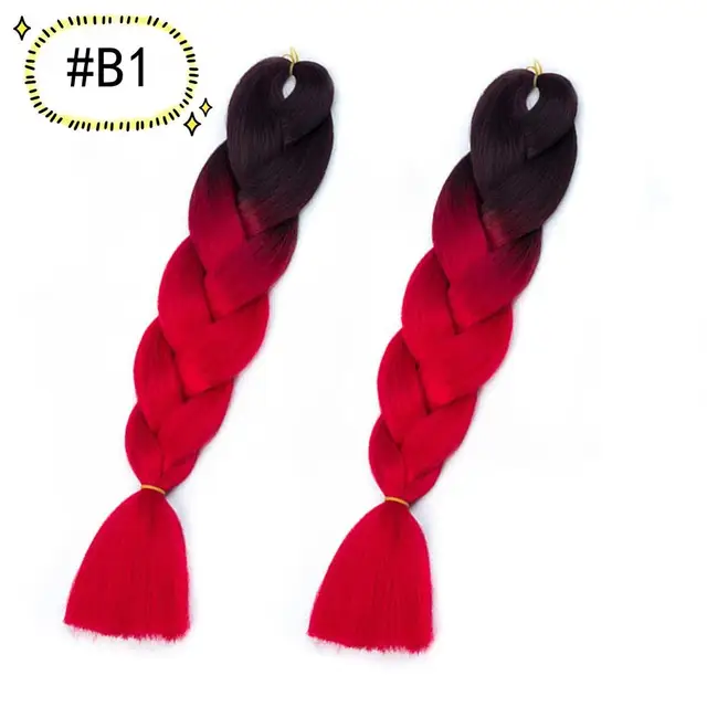 Jumbo Braiding Hair Extensions Kanekalon Braiding Hair 24 Inch Ombre Multiple Tone Colored Synthetic Hair for Women B1