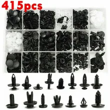 415pcs Plastic Car Door Trim Clip Bumper Rivets Screws Panel Push Fastener Set Box Bumper Door Trim Panel Retainer Fastener Kit