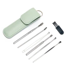 

6 Piece Set of Stainless Steel Earwax Collector Spiral Turn Ear Pick Ear Pick To Clean The Ear Portable Ear Care Cleaning Tool