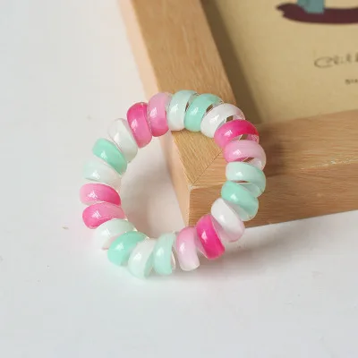 1 шт., маленькая телефонная линия, веревки для волос, градиентный цвет, для девочек, цветные, Упругие резинки для волос, детский конский хвост, держатель, резинка, аксессуары для волос - Цвет: 3