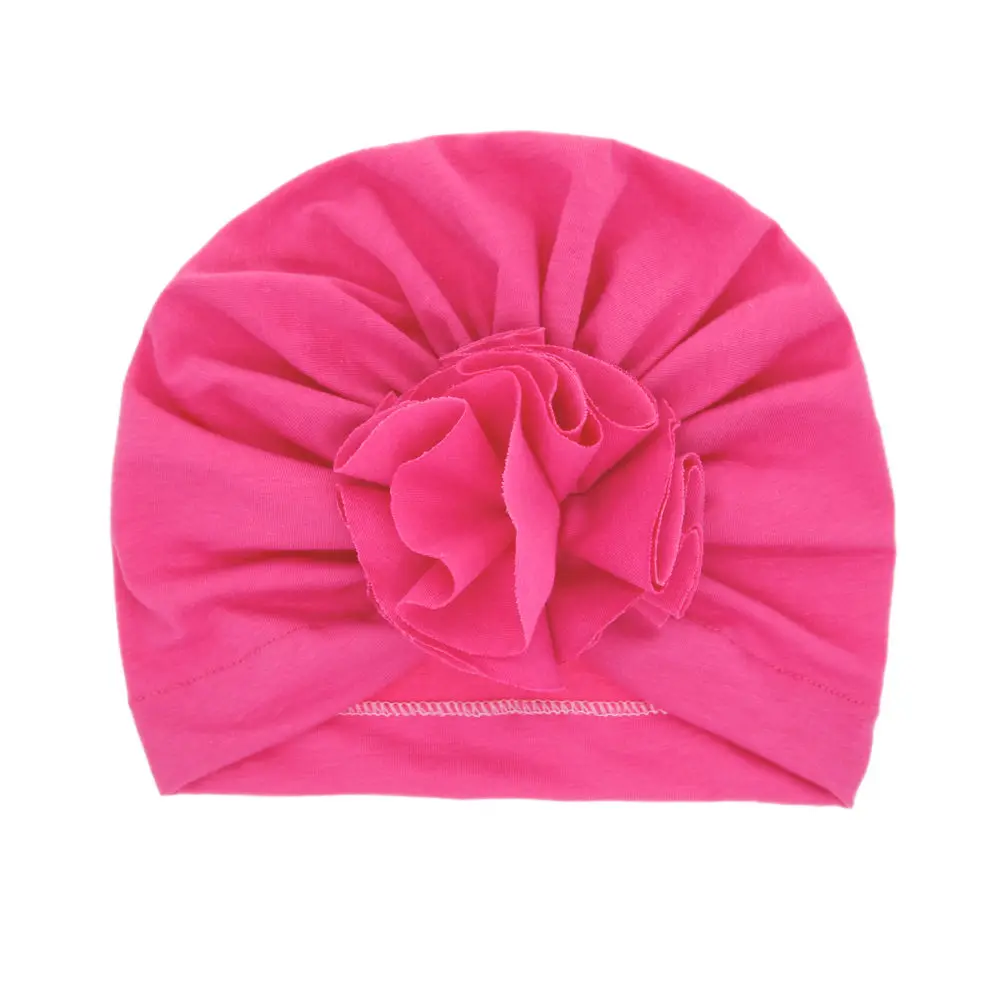 Hot pink Детская чалма, шапочка для маленьких девочек, шапка-тюрбан из хлопка, детская шапка для фотосессии, подарок для новорожденных, зимняя шапка, бренд H106 - Цвет: Hot pink