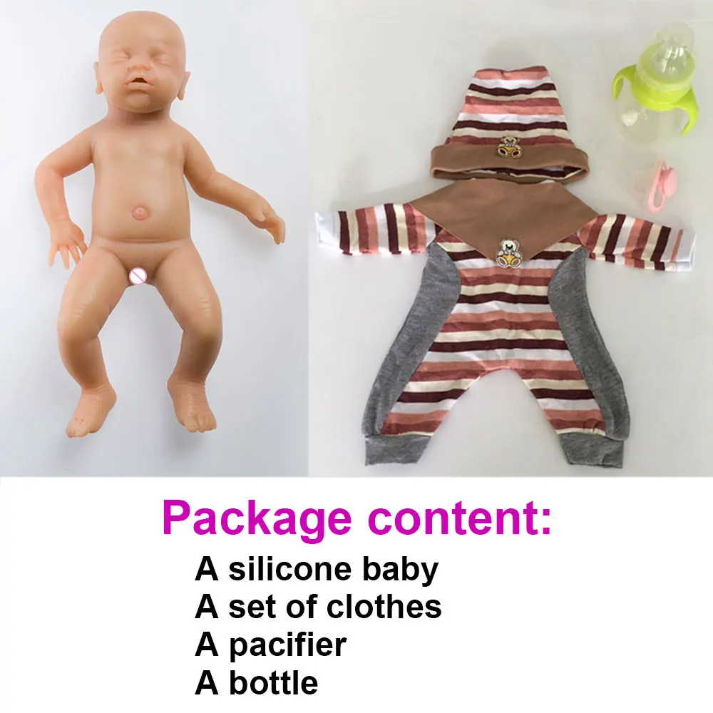 IVITA WB1514 46 см 3000 г настоящий полный силикон Bebe Reborn спящий малыш рот открываются игрушки закрытые глаза Младенцы для детей куклы - Цвет: Beige
