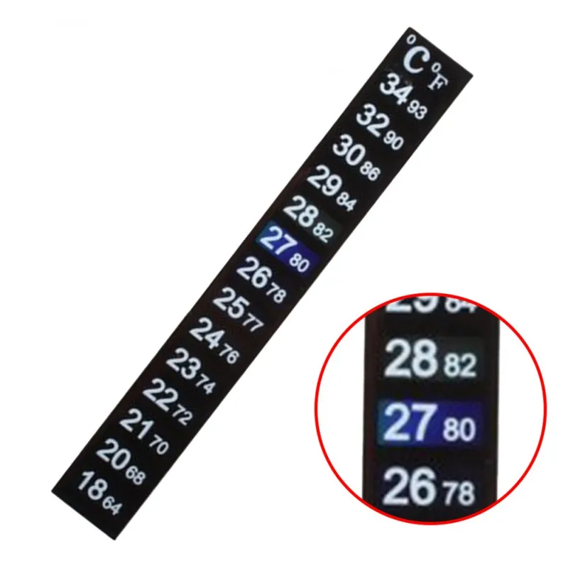 Adhesive Fahrenheit Pet Fish Tank Scale Strip Thermometer Temperature Sticker 