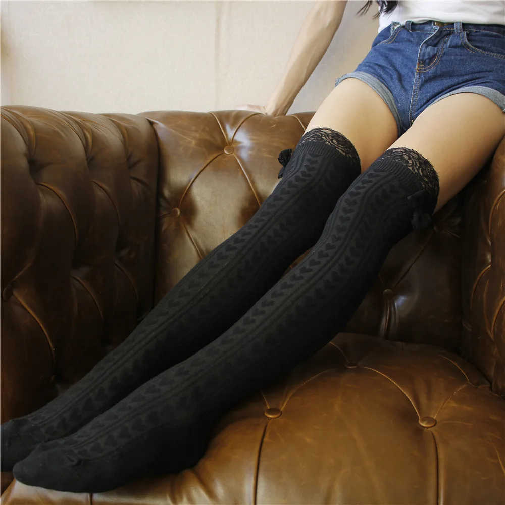 Heart Pattern winter Stockings High Over The Knee Socks Women Sexy Thigh for Girls Vertical Long Cotton Warm Stockings Medias
