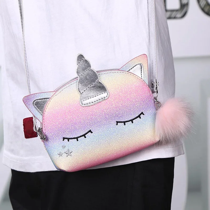 Bolso de hombro de unicornio con lentejuelas de arcoíris, bolsa de hombro con estampado de unicornio de dibujos Mini bolsos de viaje a la moda - AliExpress Maletas y bolsas