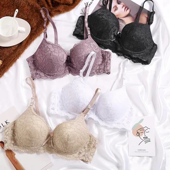 

New Arrival Lace Bras B C Cup Floral Brassiere Plus Size Bralette Underwire Massage Bra Push Up Female Lingerie Girl's Brassiere