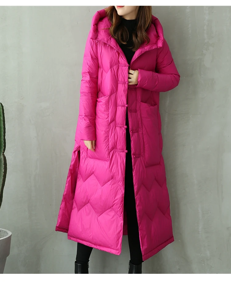 Китайское национальное зимнее пальто с капюшоном, ветрозащитная куртка-пуховик, женское плотное пальто больших размеров с капюшоном, длинное зимнее женское пальто, теплое, WZ164
