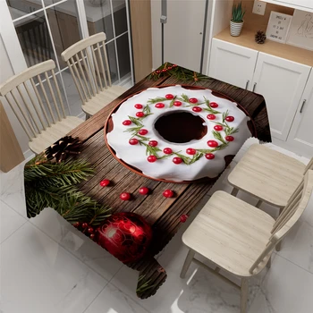 

Delicious Christmas Birthday Party Cake Pattern Tablecloth Thicken Polyester Cotton 3D Table cloth for Restaurant Table YK005