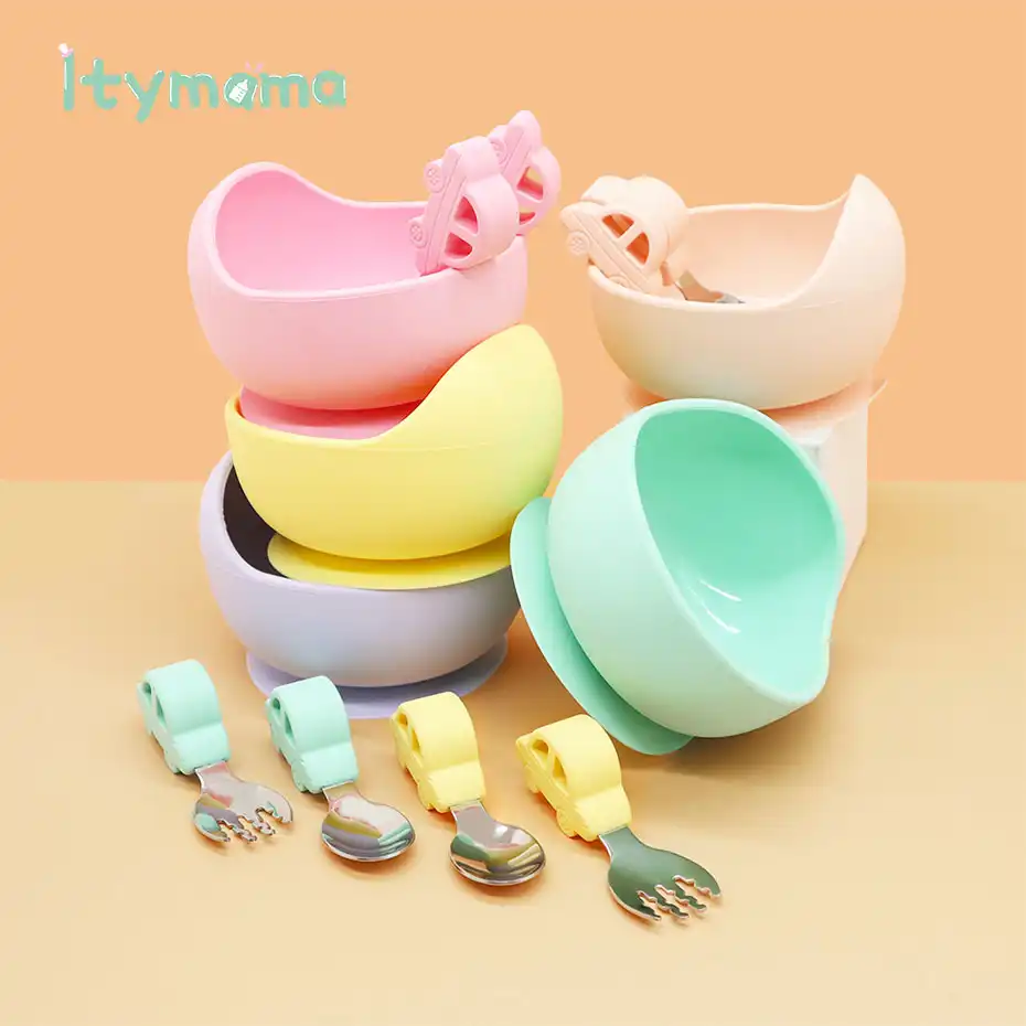 Bol En Silicone Pour Bebe Ventouse Etanche En Acier Inoxydable Cuillere D Alimentation Pour Bebe Assiette En Silicone De Qualite Alimentaire Vaisselle Pour Enfants Aliexpress