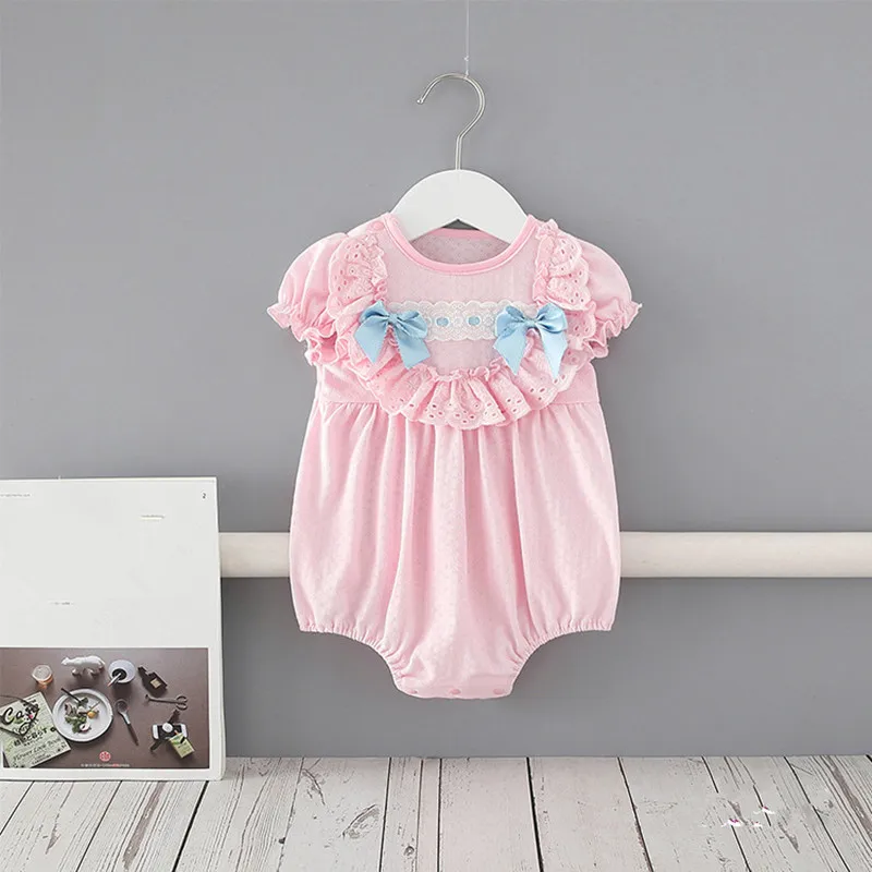 

2021 Summer Baby Girls Clothes Cute Bow Newborn Bodysuits Princess Birthday Party Baby Bodysuits Infant Baby Girl Clothing