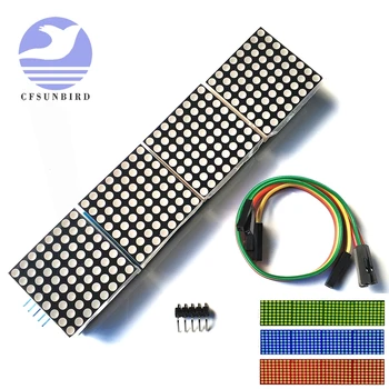 

MAX7219 Dot Matrix Module Microcontroller 4 In One Display with 5P Line 4 in 1 Red/Green