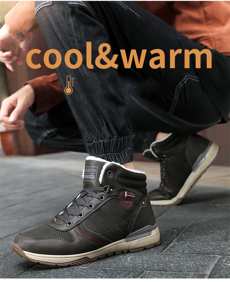SENTA, зимние мужские кроссовки с мехом, зимняя теплая спортивная обувь большого размера для мужчин, кожаные кроссовки для бега, спортивная обувь