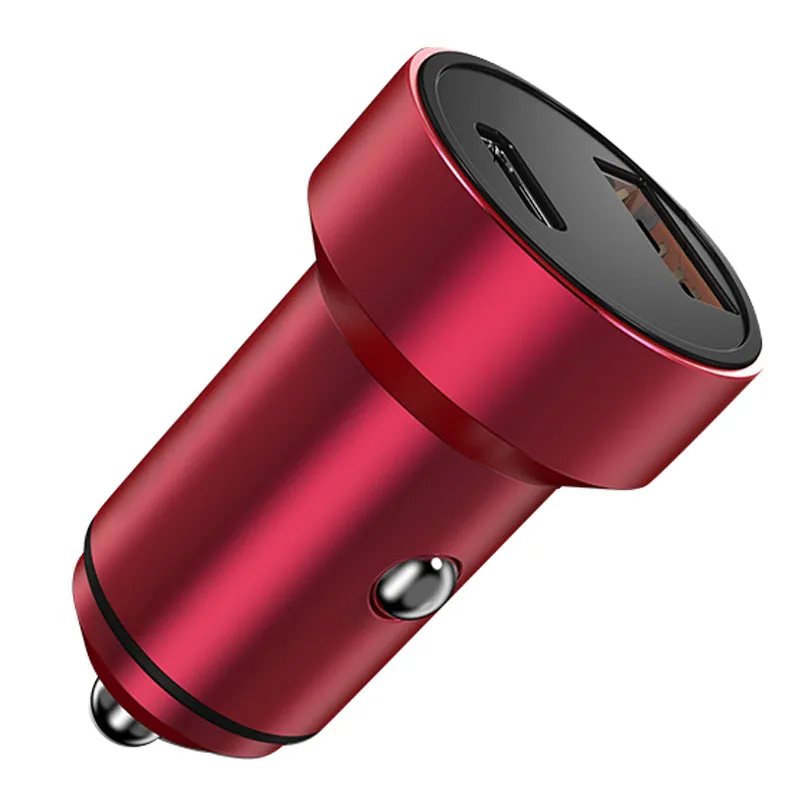 Red USB and type c Автомобильное зарядное устройство usb type-C порт быстрая зарядка сплав светодиодный экран зарядное устройство для автомобиля DQ-Drop - Цвет: Red USB and type c