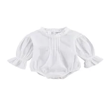 Peleles para bebés recién nacidos, mono de manga larga con cuello redondo, monos bonitos de Blanco sólido, 1 Uds.