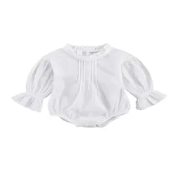 Newborn Infant Baby Girls Clothes Rompers 1Pcs Jumpsuit Outfit Long Sleeve Crewneck Solid White Cute Rompers Children's Clothing