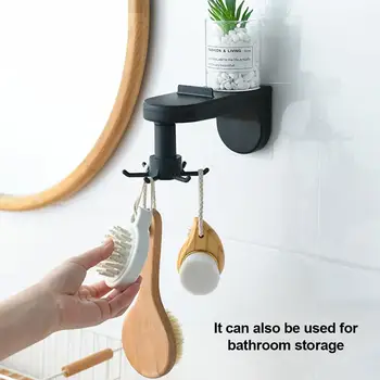 

6-Hooks Rotatable Kitchen Utensil Holder Multifunctional Hanger Drill-free Storage Rack for Kitchen Bathroom Toilet Washroom