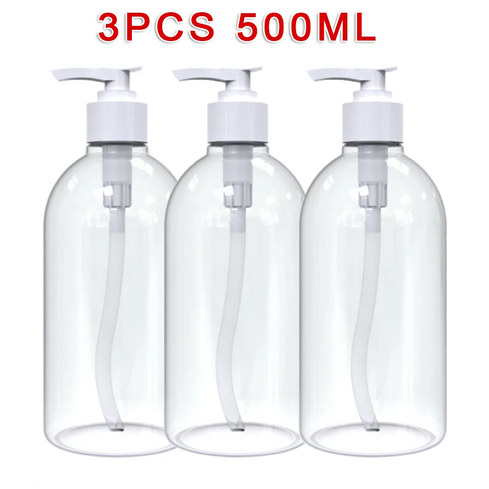3 шт./компл. 500 мл чистые ПЭТ пустые многоразовые бутылки для шампуня с дозаторами
